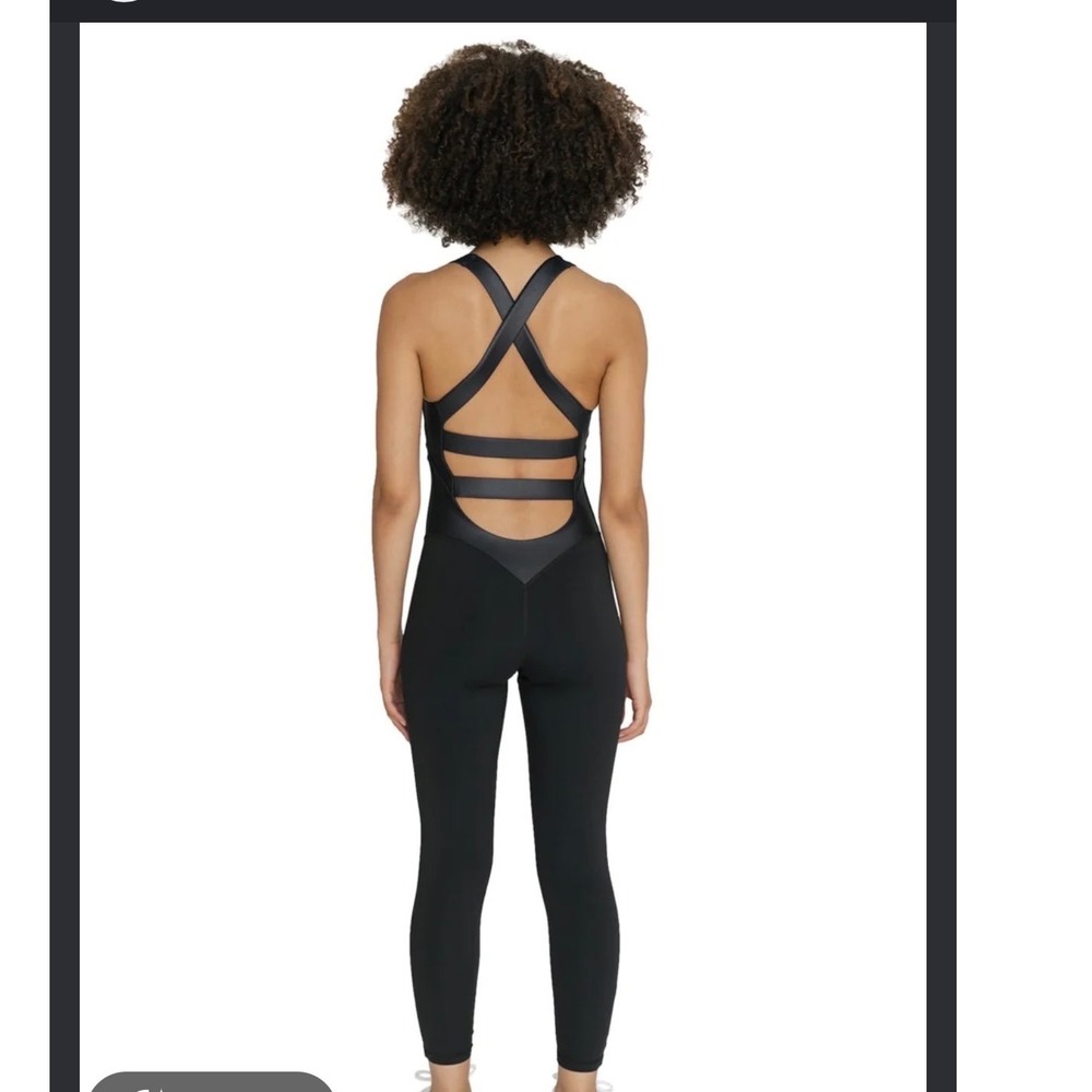 Topissima Nicole Jumpsuit Black Open Back Athletic Yoga One Piece Large